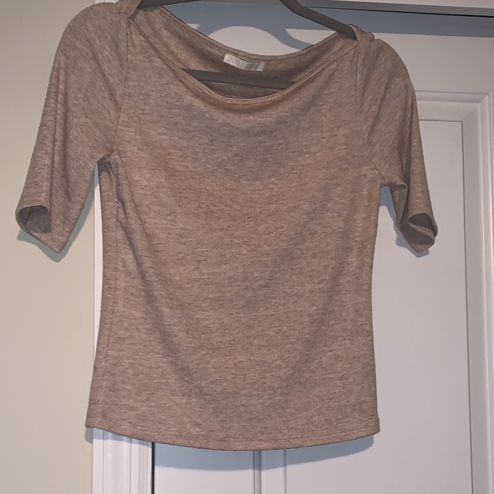 Zara Taupe boat neck tee